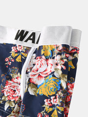 Atmungsaktive Boxershorts für Herren aus Eisseide mit Elefantenrüsselmuster und mittlerer Taille – bequeme bedruckte Unterwäsche