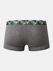 Einfarbige, dünne, atmungsaktive Modal-Boxershorts für Herren mit elastischem Bund und Patchwork im Schritt - Home Comfy
