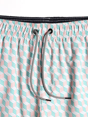 Schnelltrocknende Strandshorts mit Geo-Print und Kordelzug für Herren