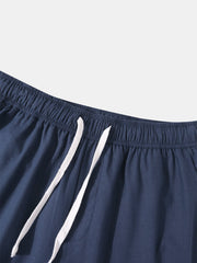 Gerade Hose aus reiner Baumwolle mit Kordelzug und Taschen für Herren