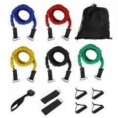 11-teiliges Widerstandsbänder-Set für Yoga, Pilates, Workout und Fitness – Praktisches elastisches Trainingsseil und Yoga-Zugschnur