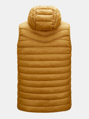 Warme ärmellose, wattierte Weste für Herren mit Kapuze und Reißverschlusstaschen - einfarbig
