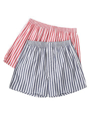 Gestreifte Lounge-Shorts für Herren aus 100 % Baumwolle, lockere Passform, mit Tasche – atmungsaktive Home-Boxershorts
