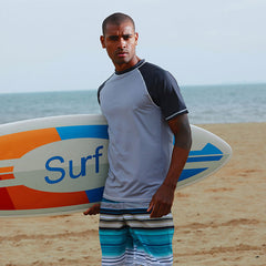 Herren Sommer Surfen Atmungsaktiv Rundhals Kurzarm Bademode Tops