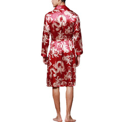 INCERUN Herren Satin Seide Pyjamas Kimono Bademantel Robe Morgenmantel Nachtwäsche Loungewear
