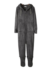 Dicker Flanell-Schlafanzug für Herren mit Kapuze, Daumenlöchern und Socken – Thermo-Loungewear