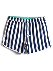 Klassische, gestreifte, schnelltrocknende Strand-Boardshorts für Herren mit Kordelzug in der Taille