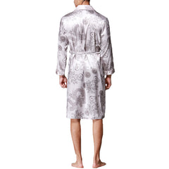 INCERUN Herren Satin Seide Pyjamas Kimono Bademantel Robe Morgenmantel Nachtwäsche Loungewear