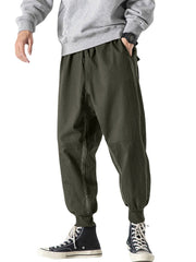 Cargohose aus Baumwolle mit Buchstaben-Print für Herren, seitlichem Band und Taschen mit Kordelzug