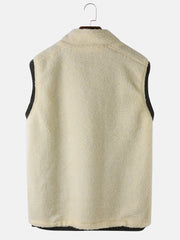 Ärmellose Weste aus Samt für Herren mit Stehkragen, Reißverschluss vorne und Tasche