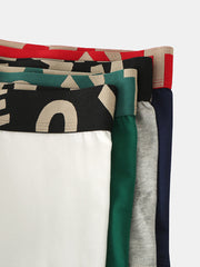 Men's Breathable Cotton Boxers with Letter Waistband and Pouch