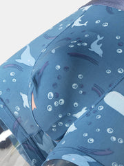 Atmungsaktive Skinny Fit-Boxershorts für Herren mit lustigem Cartoon-Print und U-konvexem Beutel