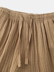 Einfarbige Pyjamahose aus Baumwolle für Herren mit Kordelzug und Tasche