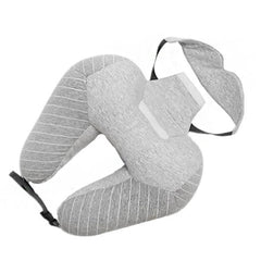 2-in-1-Set aus Nackenkissen und Augenmaske in U-Form – Kopfstützenkissen aus Baumwolle für Flugreisen und zum Schlafen