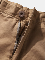 Lässige Cargohose für Herren aus 100 % Baumwolle, einfarbig, mit Reißverschluss
