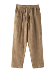 Einfarbige Pyjamahose aus Baumwolle für Herren mit Kordelzug und Tasche