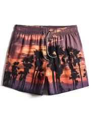 Lockere Boardshorts für Herren mit Strandlandschafts-Print und Kordelzug in der Taille