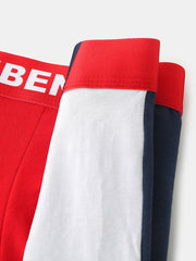 Einfarbige Patchwork-Boxershorts für Herren mit Buchstaben-Print am Bund - Gemütliche U-Konvex-Unterwäsche