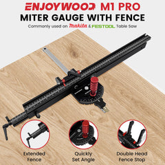 Precision Woodworking Angle Miter Gauge with Extended Fence for Table Saw and Router Table