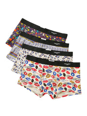 Multipacks Herren-Boxershorts aus Modal mit lustigem Aufdruck und U-Konvex-Muster, mittlere Taille
