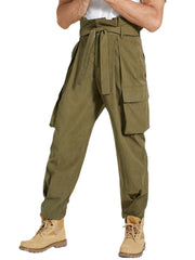 Cargohose für Herren mit unregelmäßiger Taille und Schnürung und Taschen