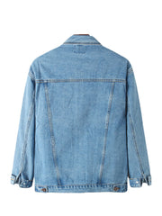 Blaue Vintage-Jeansjacke für Herren mit vielen Taschen und langen Ärmeln
