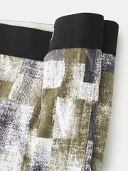 Herren-Boxershorts mit Farbblock-Print, 100 % Baumwolle, atmungsaktiv, elastisch, mittlere Taille, Arrow