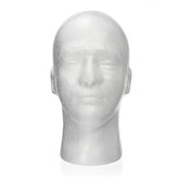 Male Foam Manikin Head Stand for Wig, Hat, Glasses Display Holder Model