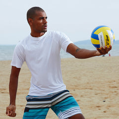 Herren Sommer Surfen Atmungsaktiv Rundhals Kurzarm Bademode Tops
