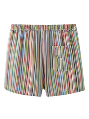 Mehrfarbig gestreifte Boardshorts mit Kordelzug für Herren – lässiger Urlaubstaschen-Stil