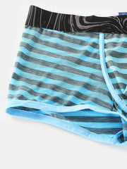 Gestreifte, durchscheinende, atmungsaktive Boxershorts aus Eisseide für Herren mit mittlerer Taille und elastischem Bund
