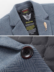 Mittellanger Jacquard-Reversmantel für Herren mit geschlitzter Rückseite – Dicke, reguläre Passform