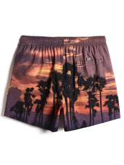 Lockere Boardshorts für Herren mit Strandlandschafts-Print und Kordelzug in der Taille