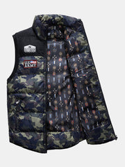 Herren Camo Reißverschluss vorne Winter dicke Stehkragen lässig warme Weste