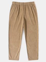 Gerade geschnittene, lässige, gerippte Herrenhose in Knöchellänge mit Reißverschluss und Knopfleiste