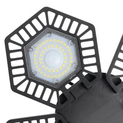 200W E27 LED Faltbare Garagenleuchte mit Lüfterflügeln für Werkstatt, Fitnessstudio und Decke