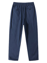 Gerade Hose aus reiner Baumwolle mit Kordelzug und Taschen für Herren