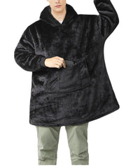 Dicker Flanell-Kapuzenpullover für Herren mit Doppeltaschen - Locker sitzender Hausmantel
