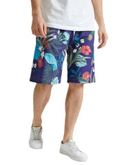Urlaubs-Shorts mit Kordelzug und tropischem Print für Herren – Lockere Passform