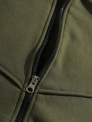 Einfarbiges zweiteiliges Outfit aus Baumwoll-Kapuzenpullover mit Reißverschluss vorne und Jogginghose für Herren