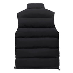 Men's Thick Warm Sleeveless Padded Vest, Stand Collar, Plus Size M-4XL