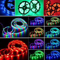 2PCS 5M RGB LED Strip Light SMD5050/2835 DC12V Non-Waterproof Flexible Tape Lamp with Remote & Power Adapter