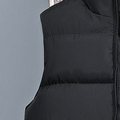 Herren Daunen Baumwolle gepolstert Stehkragen Casual Dicker Weste Mantel - Einfarbig