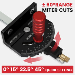Precision Woodworking Angle Miter Gauge with Extended Fence for Table Saw and Router Table