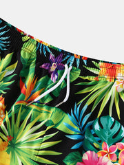 Urlaubs-Shorts mit Kordelzug und tropischem Ananas-Print für Herren – Mittellange