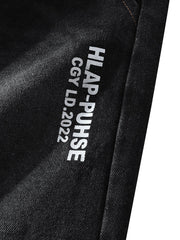 Jeansshorts für Herren mit weitem Bein, Applikationen und Gesäßtaschen