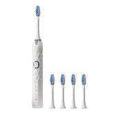 Elektrisches Zahnbürstenset – 5 Modi, IPX7 wasserdicht, 5 weiche Bürstenköpfe für Erwachsene und Kinder