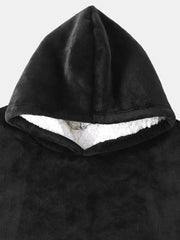 Dicker Flanell-Kapuzenpullover für Herren mit Doppeltaschen - Locker sitzender Hausmantel