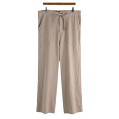 Atmungsaktive Haremshose aus Baumwollleinen für Herren mit Kordelzug – weite, lange Slacks-Hose