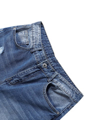 Zerrissene, lange Freizeitjeans für Herren mit Flicken und Reißverschluss
